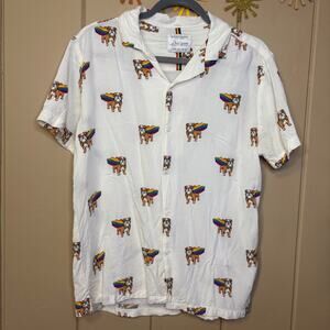 Love wins Denim and Flower Ricky Singh button down short sleeve shirt medium